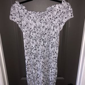 Black and white floral Off the shoulder dress